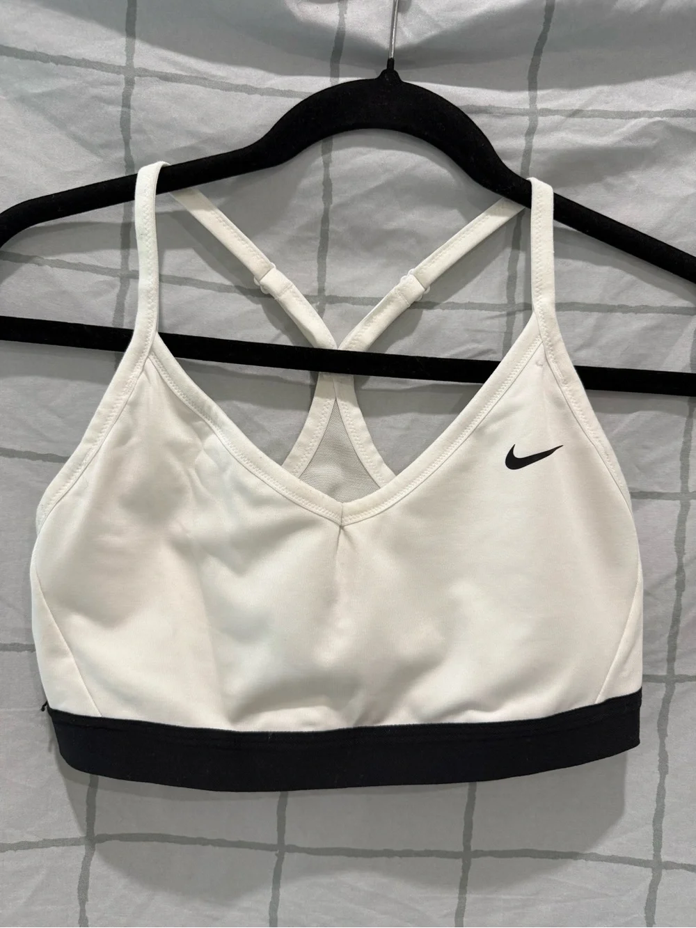 Nike White Sports Bra with Black Band and Crossback Straps